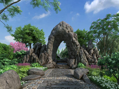 Natural wind rockery landscape