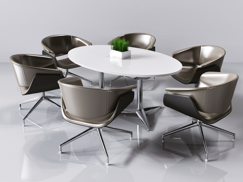 Modern Oval Meeting Table and Chair