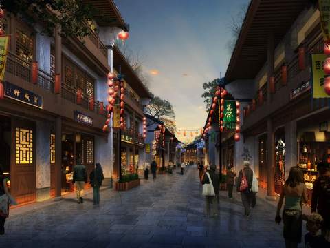 new chinese commercial street pedestrian street psd