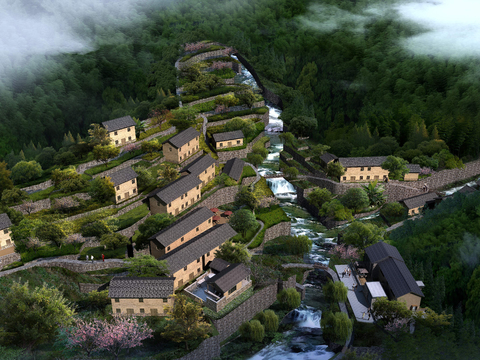 new chinese residential building bird's eye view psd