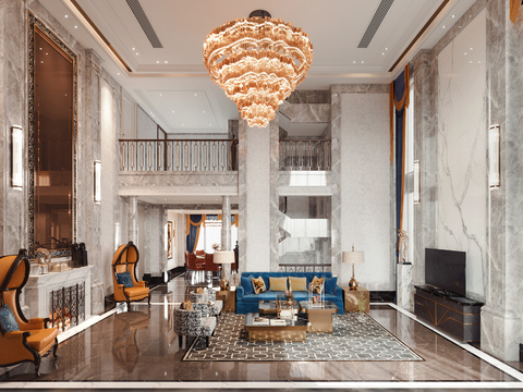 American Affordable Luxury Style Villa Lobby