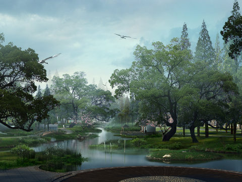 chinese garden landscape psd