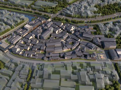 Aerial View Planning of Chinese Ancient Building Town