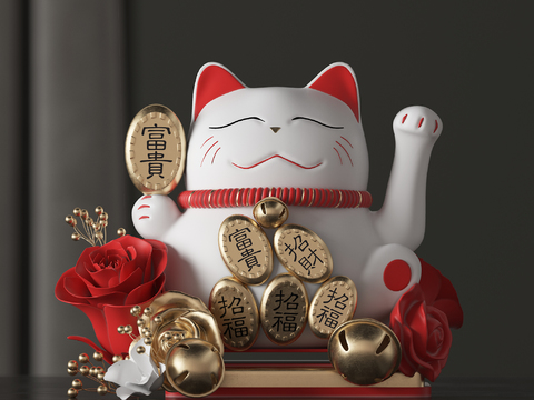 Japanese-style lucky cat ornaments