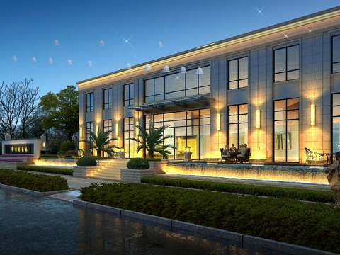 Neo-Chinese Style sales office building appearance psd