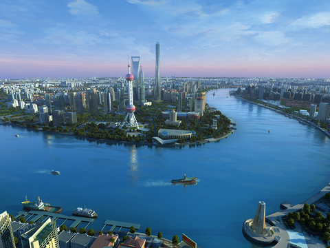 Aerial View of Shanghai City