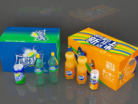 Sprite Fanta Beverage Bottles and Cans Beverage Boxes