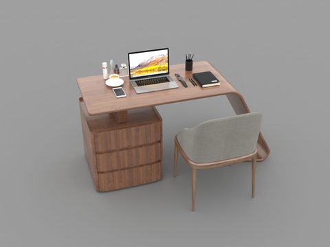Modern minimalist solid wood fabric desk and chair for free