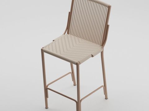 Nordic Simple Solid Wood Rope Bar Chair Free