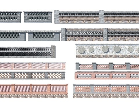 Neo-Chinese Style brick wall fence