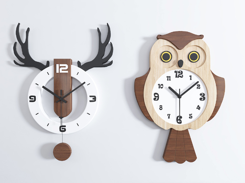 Nordic Antler Owl Wall Clock