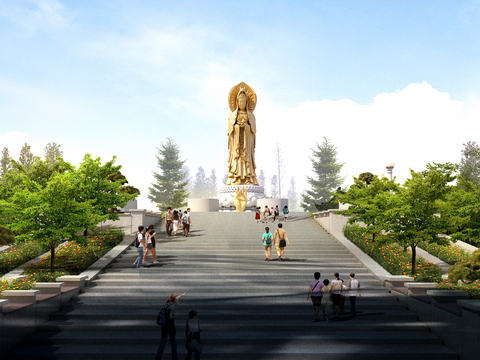 modern park buddha sculpture psd