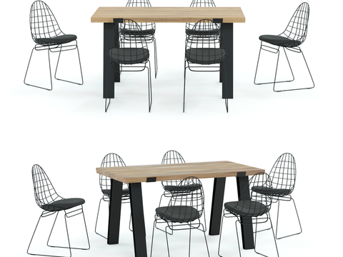 Industrial wind solid wood dining table and chair free