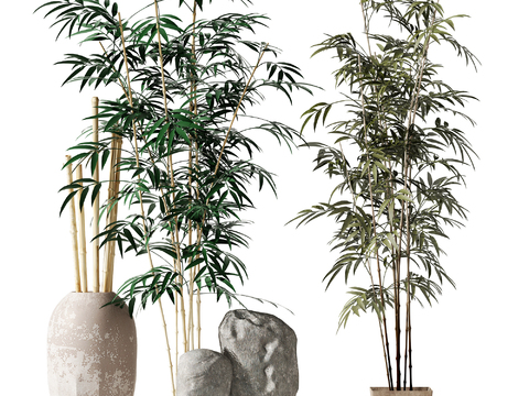 Neo-Chinese Style Bamboo Potted Plant