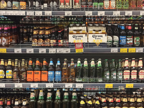 Modern Supermarket Beverage Shelf