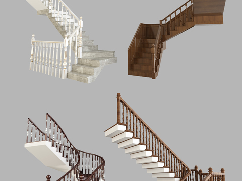 American solid wood stair guardrail