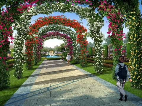 modern flower basket road landscape psd