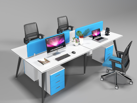 Modern office desk and chair card position