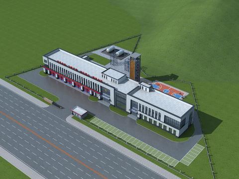 Modern fire station bird's eye view free