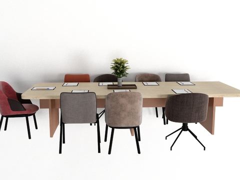 Modern Solid Wood Office Meeting Table and Chair Free