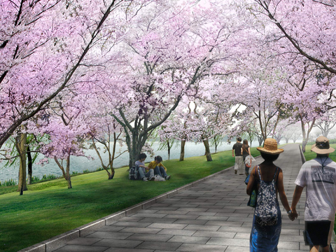 Modern Peach Tree Park Landscape psd