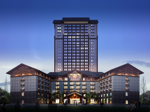 Southeast Asia Hotel Exterior Night View