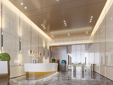 Lobby elevator hall of modern office building