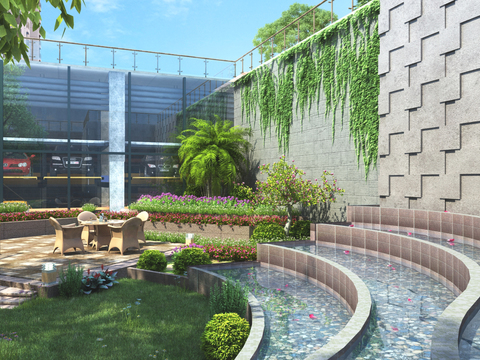 Modern office building atrium Garden Landscape