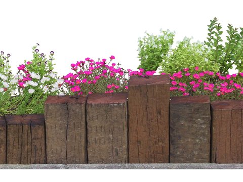 Sleeper flower bed flower trough psd