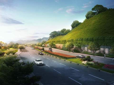 modern hillside road landscape psd