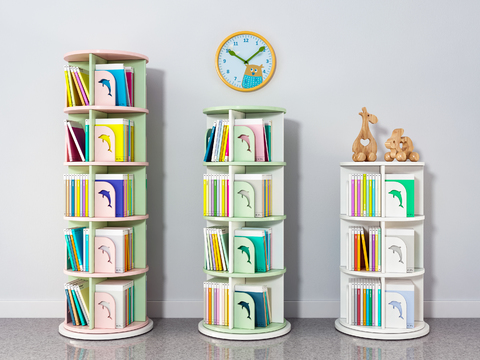 Modern children's bookshelf 3d modeling