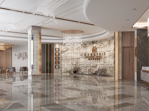 Neo-Chinese Style Affordable Luxury Style Hotel Lobby Front Desk