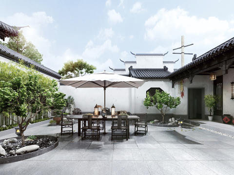 Chinese-style Huizhou courtyard