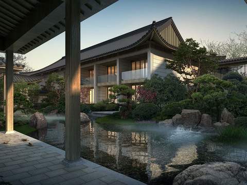 Chinese Garden Landscape psd