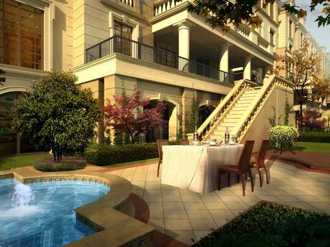 modern courtyard garden balcony psd