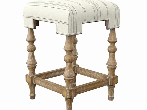 American solid wood fabric stool