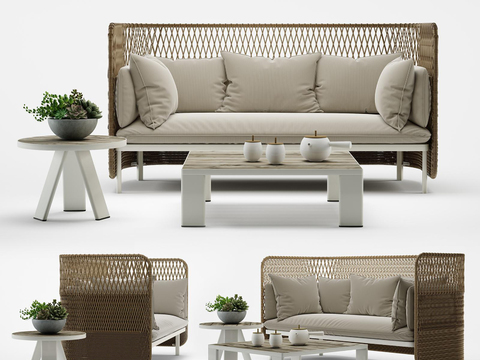 Modern rattan outdoor sofa