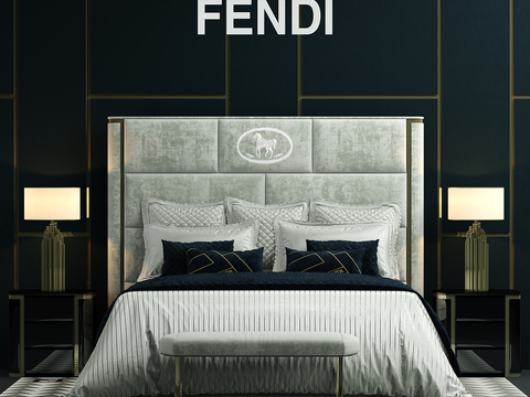 Post-modern flannel FENDI double bed