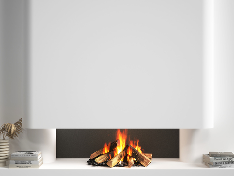 modern fireplace fire pile