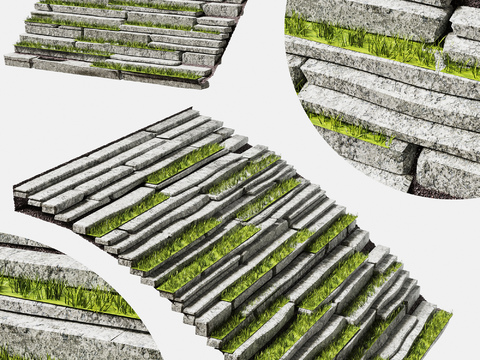 Modern outdoor landscape stone steps