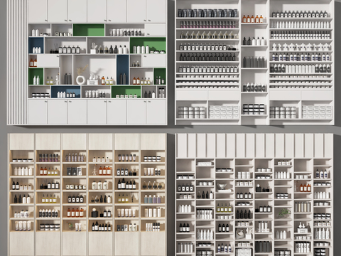 Modern Skin Care Products Showcase Shelves