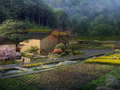 Neo-Chinese Style garden landscape psd