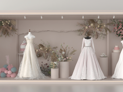 Wedding dress shop window beautiful Chen