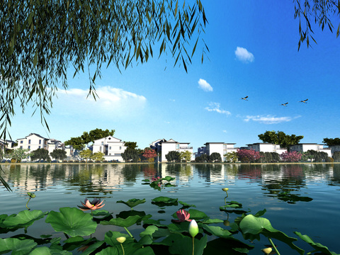 New Chinese Lotus Pond Landscape