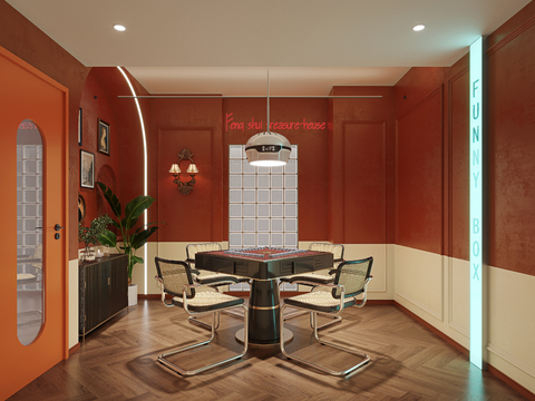 American Retro Mahjong Room Chess and Card Room