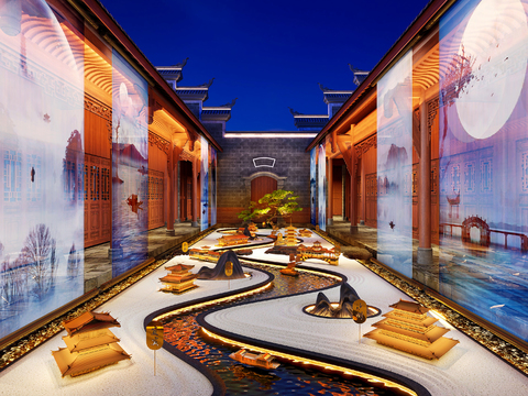 Atrium Huizhou Architecture Courtyard Garden Landscape