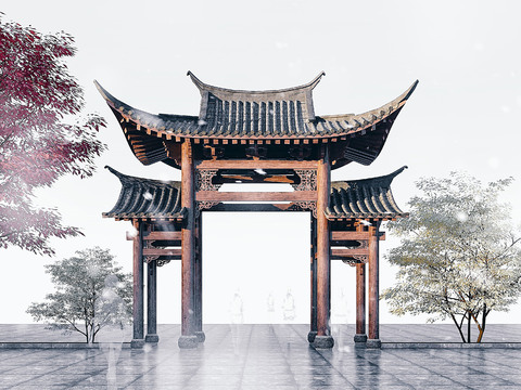 Chinese solid wood archway