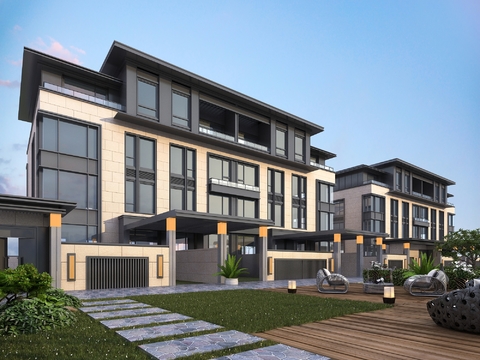 Appearance of modern double-family villa