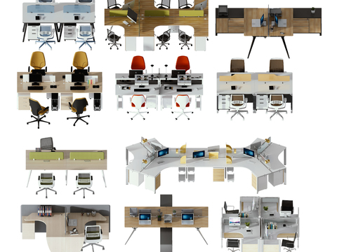 Modern office desk and chair card position