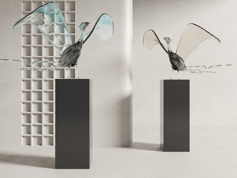 Modern Bird Crystal Sculpture